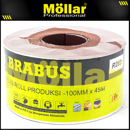 BRABUS No. 180 Amplas Roll 45 Meter Kain Abrasive Cloth Kayu Tembok
