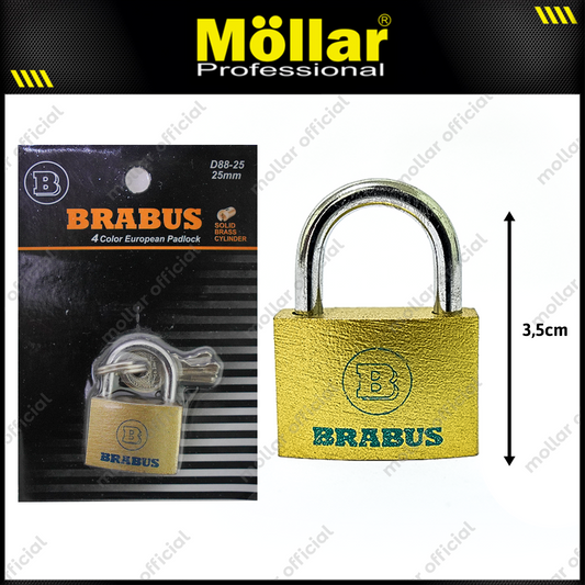 BRABUS D88-25 Gembok Kuning Blister 25 mm Short / Gembok Leher Pendek