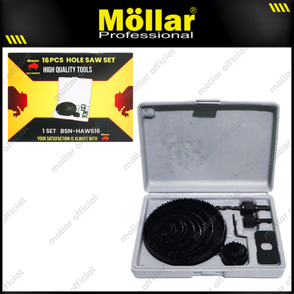 BISON D40140 Hole Saw Set 16 pcs / Mata Bor Holesaw Kayu