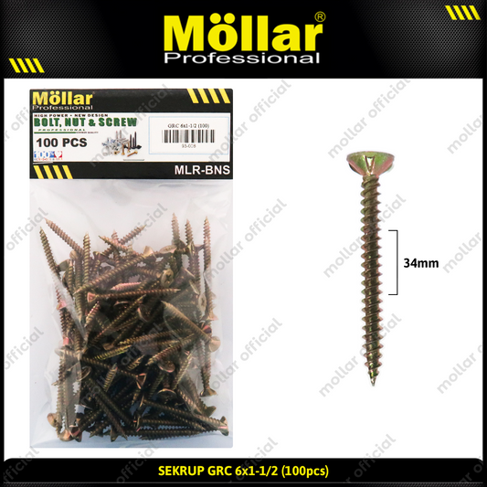 MOLLAR 93-008 Sekrup GRC 6 x 1-1/2 - 100 pcs
