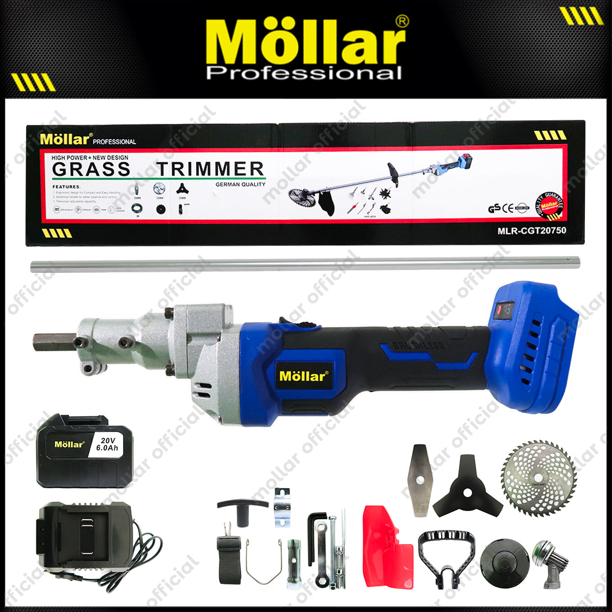 MOLLAR CGT20750 Mesin Potong Rumput 10" Baterai 20V Brushless