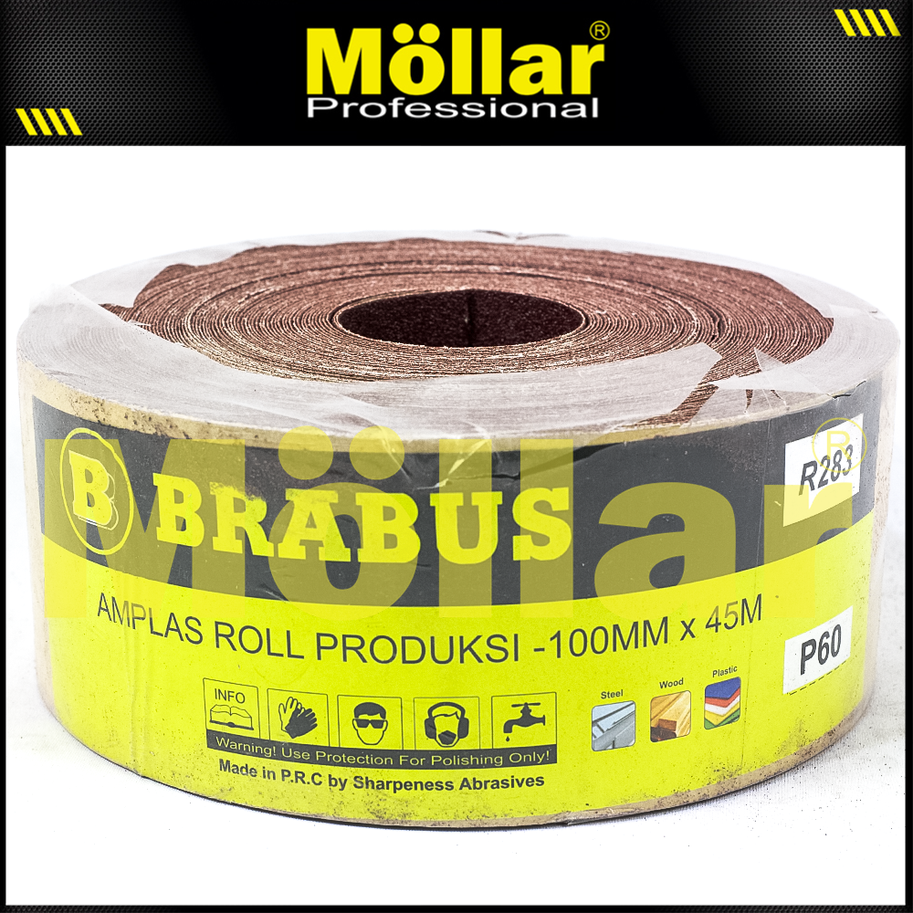BRABUS No. 60 Amplas Roll 45 Meter Kain Abrasive Cloth Kayu Tembok