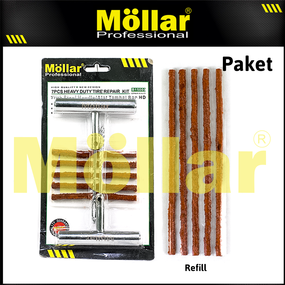 [PAKET] MOLLAR 150 Alat Tambal Ban Tubles & Refill Cacing Karet Tubeless