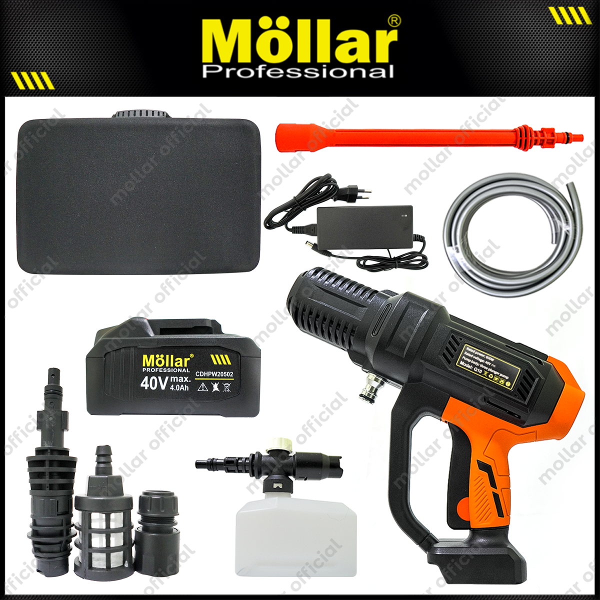 MOLLAR Q10-CD-HPW40800/HPW20502 Mesin Jet Cleaner Cordless Baterai 40V