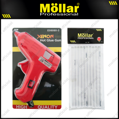 [PAKET] XENON Glue Gun 20 Watt + 10 pcs Refill Lilin Lem Tembak Stick