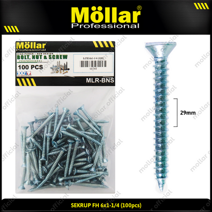 MOLLAR 93-049 Sekrup FH 6 x 1-1/4 - 100 pcs