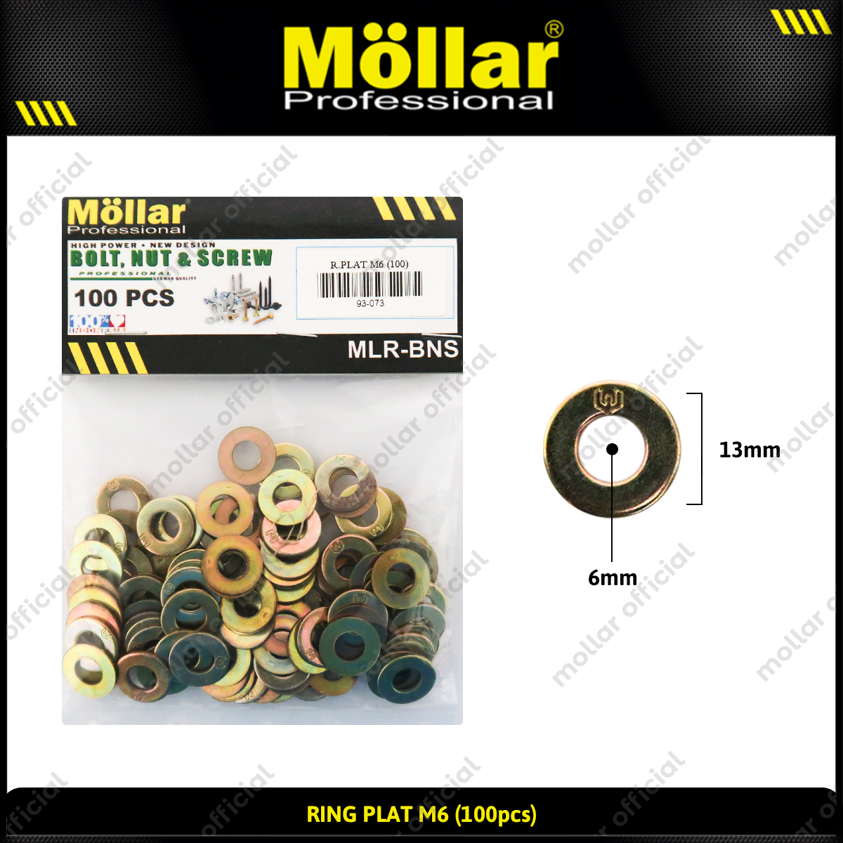 MOLLAR 93-073 Ring Plat M6 - 100 pcs