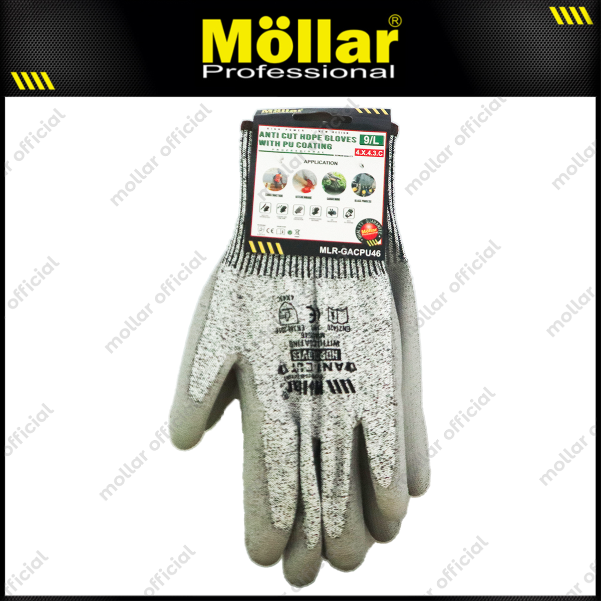 MOLLAR GACPU46 Sarung Tangan Safety Anti Potong HDPE-PU (9/L)