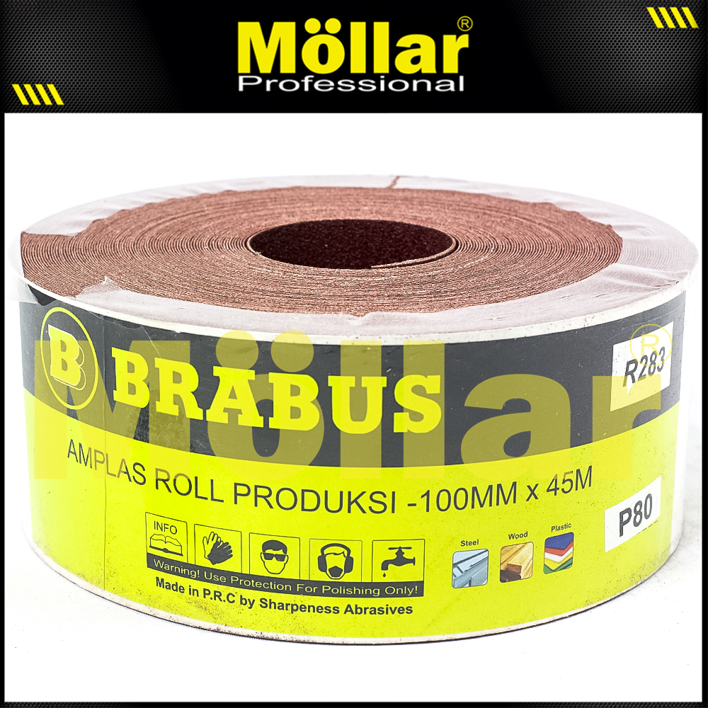BRABUS No. 80 Amplas Roll 45 Meter Kain Abrasive Cloth Kayu Tembok