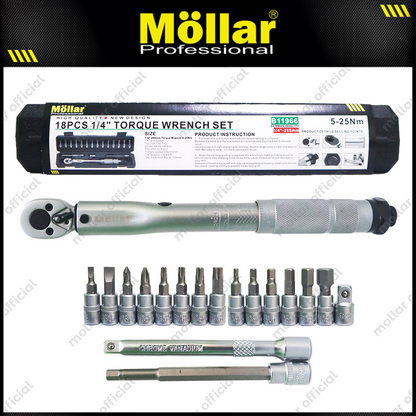 MOLLAR B11966 Kunci Momen Torsi 1/4" 5-25 Nm / Adjustable Torque Wrench