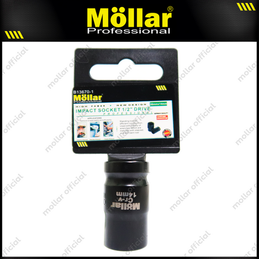 MOLLAR B13670-1 Mata Sok Pendek 1/2" 6PT 14 mm / Deep Socket