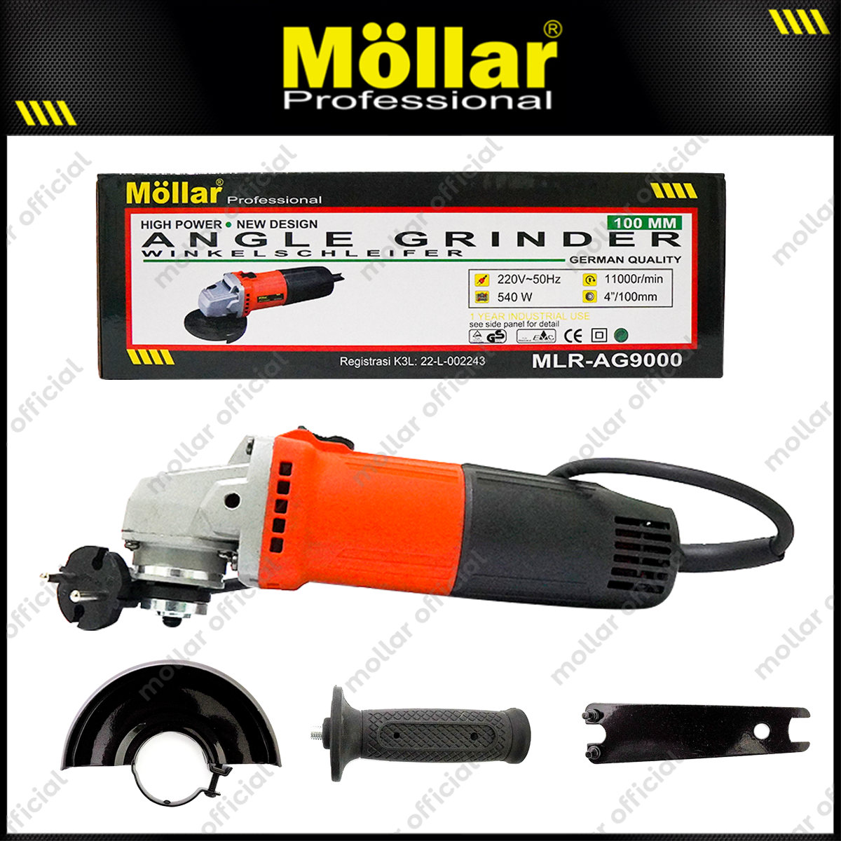MOLLAR AG9000 Mesin Gerinda Listrik 4"