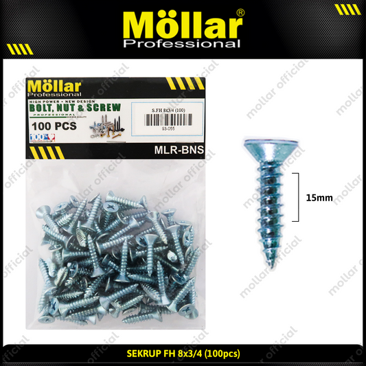 MOLLAR 93-055 Sekrup FH 8 x 3/4 - 100 pcs