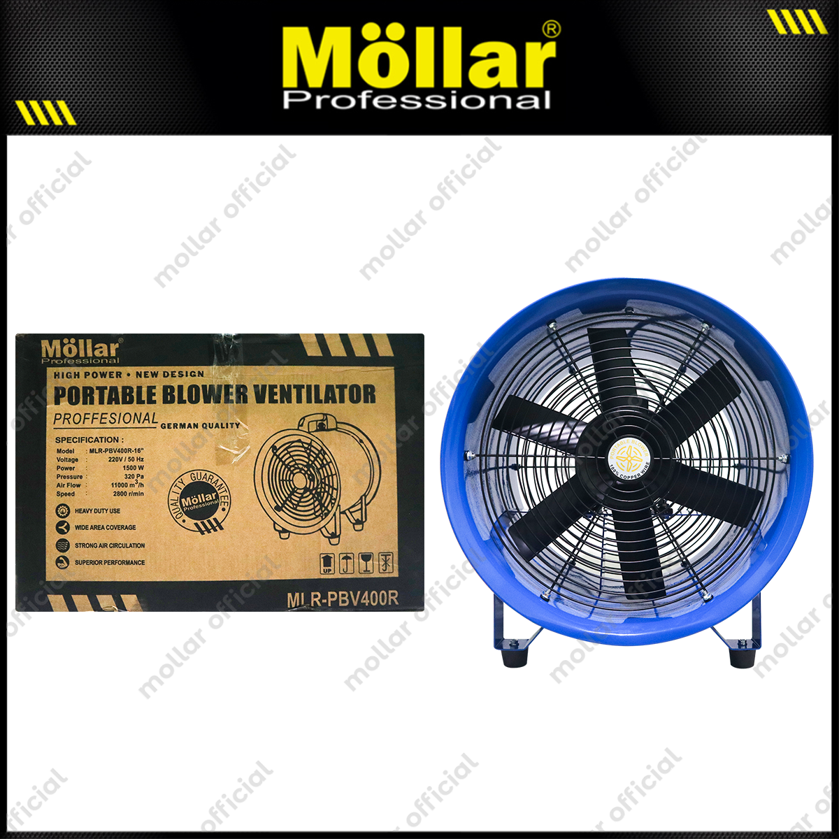 MOLLAR PBV400R Mesin Blower Ventilator Portable 16"