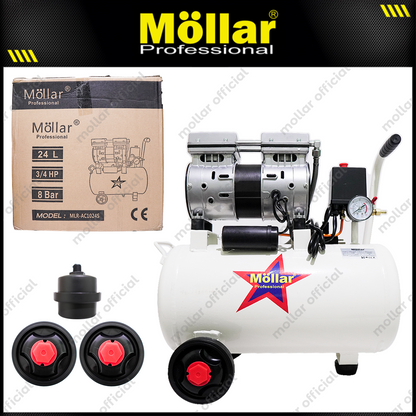 MOLLAR MLR-AC-1024S Mesin Kompresor Listrik Oilless 3/4 HP 24 Liter