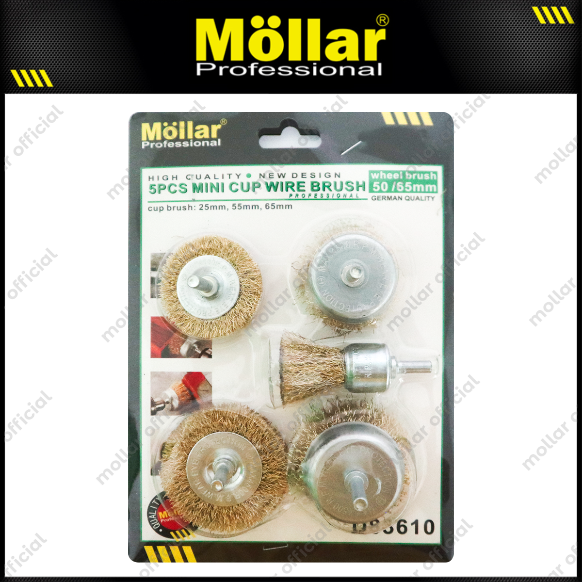 MOLLAR D83610 Mata Bor Sikat Kawat Set 5 pcs 25-65 mm