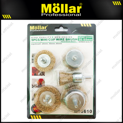 MOLLAR D83610 Mata Bor Sikat Kawat Set 5 pcs 25-65 mm