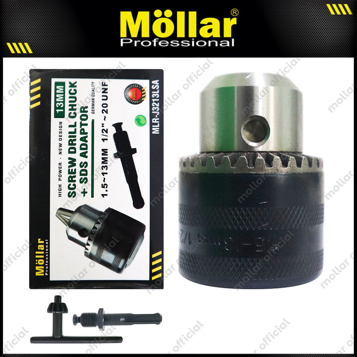 MOLLAR J3213LSA Kepala Bor Listrik 13 mm Adaptor SDS 1/2" 20 UNF