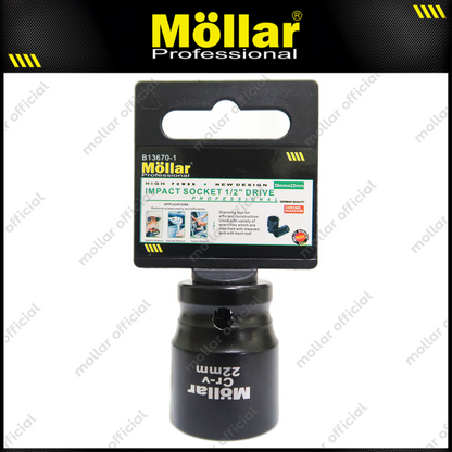 MOLLAR B13670-1 Mata Sok Pendek 1/2" 6PT 22 mm / Deep Socket