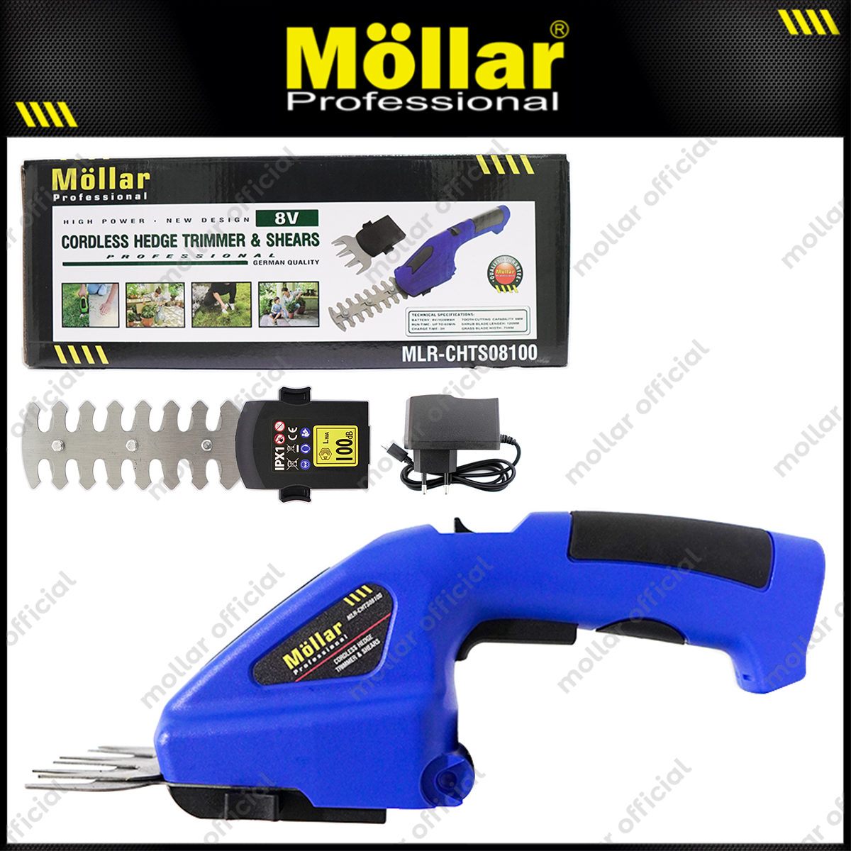 MOLLAR CHTS08100 Mesin Potong Rumput Baterai 8V / Cordless Hedge Trimmer