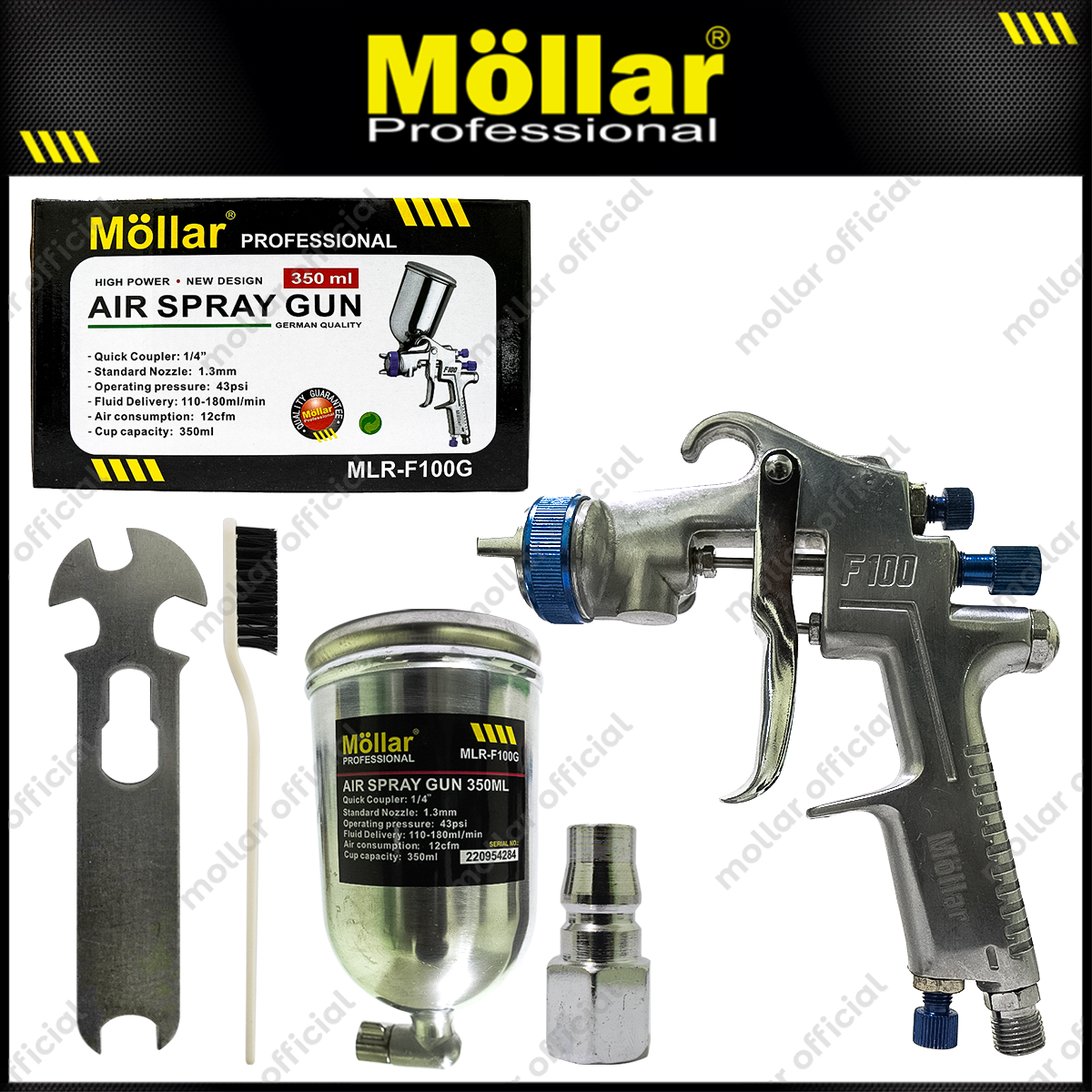 MOLLAR F100G Spray Gun Tabung Atas / Semprotan Cat