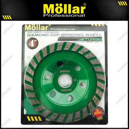 MOLLAR Diamond Cup Grinding Wheel Light Green Turbo 4"