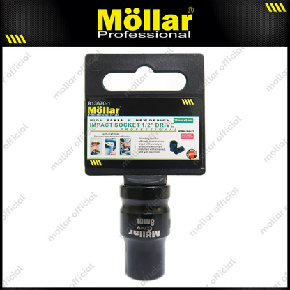 MOLLAR B13670-1 Mata Sok Pendek 1/2" 6PT 8 mm / Deep Socket