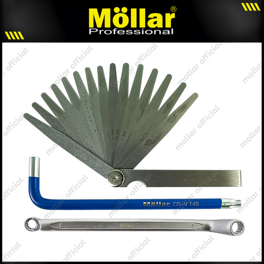 [PAKET] 3 Set MOLLAR Stel Klep T40 + Kunci Ring 8 x 9 mm + Feeler Gauge Motor