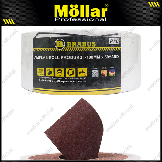 BRABUS No. 80 Amplas Roll 45 Meter Kain Abrasive Cloth Kayu Tembok