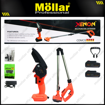 XENON CDMCS1846 Cordless Mini Chain Saw 4" Baterai 18V + Extension