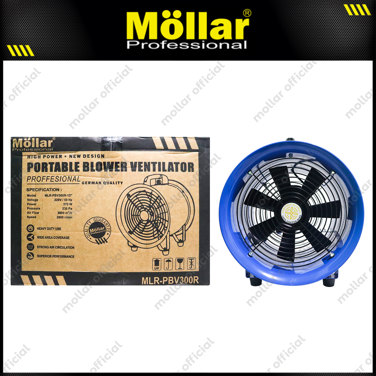 MOLLAR PBV300R Mesin Blower Ventilator Portable 12"