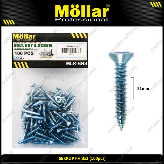 MOLLAR 93-056 Sekrup FH 8 x 1 - 100 pcs
