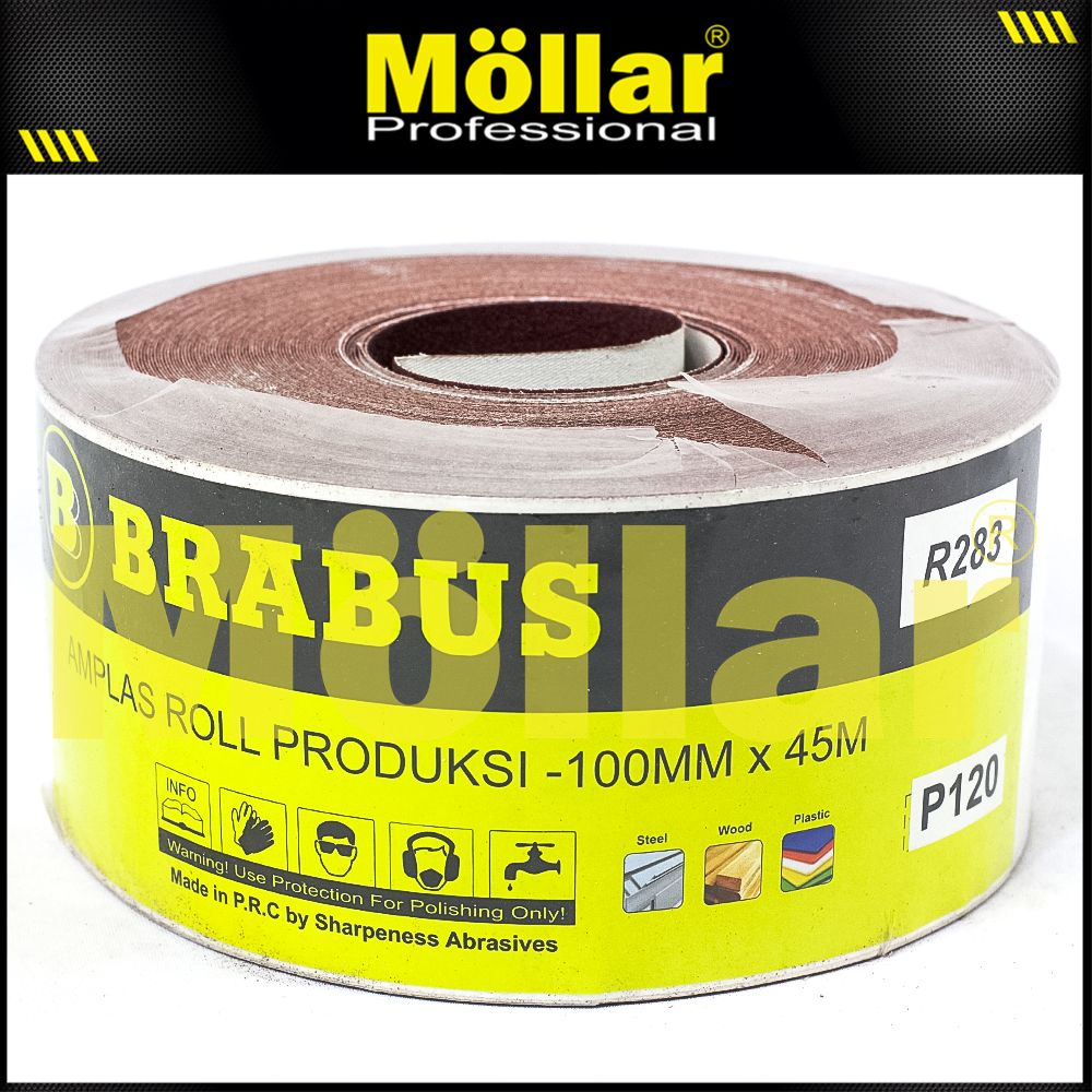 BRABUS No. 120 Amplas Roll 45 Meter Kain Abrasive Cloth Kayu Tembok