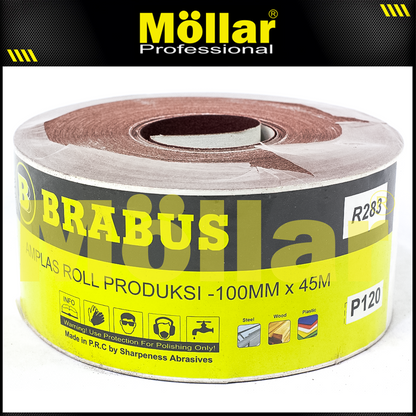 BRABUS No. 120 Amplas Roll 45 Meter Kain Abrasive Cloth Kayu Tembok