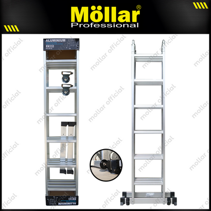 MOLLAR Tangga Lipat Almunium 4x6 7 meter 2 Roda