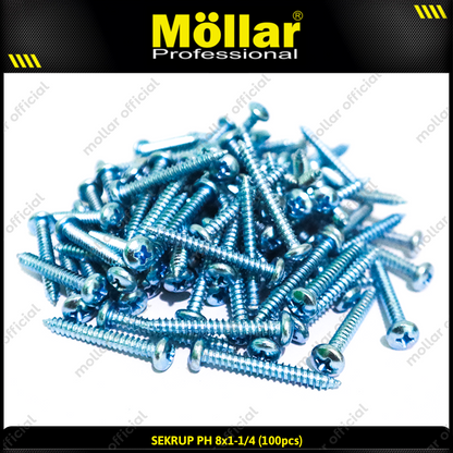 MOLLAR 93-033 Sekrup PH 8 x 1-1/4 - 100 pcs