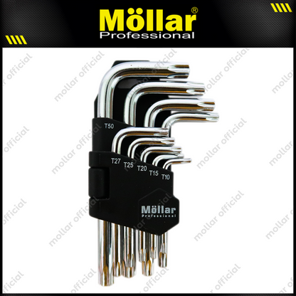 MOLLAR MLR-650114S Kunci L Set Pendek Bintang 9 pcs T10-T50 S2 Steel