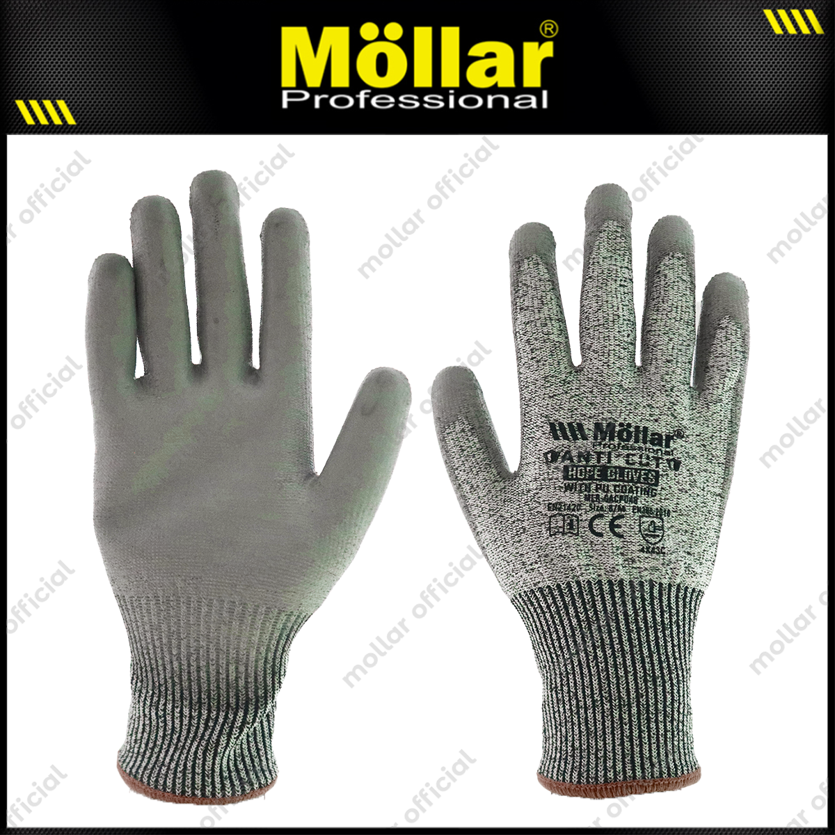 MOLLAR GACPU46 Sarung Tangan Safety Anti Potong HDPE-PU (9/L)