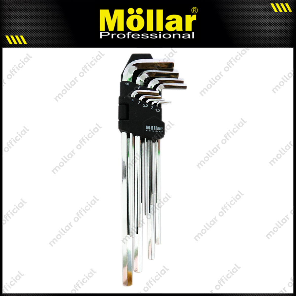 MOLLAR MLR-260309S Kunci L Set Panjang Flat 9 Pcs 1.5-10 mm S2 Steel