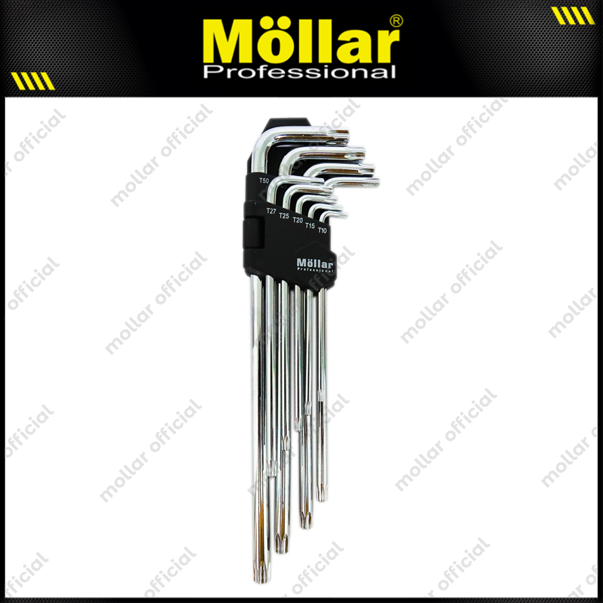 MOLLAR MLR-430101S Kunci L Set Panjang Bintang 9 pcs T10-T50 S2 Steel