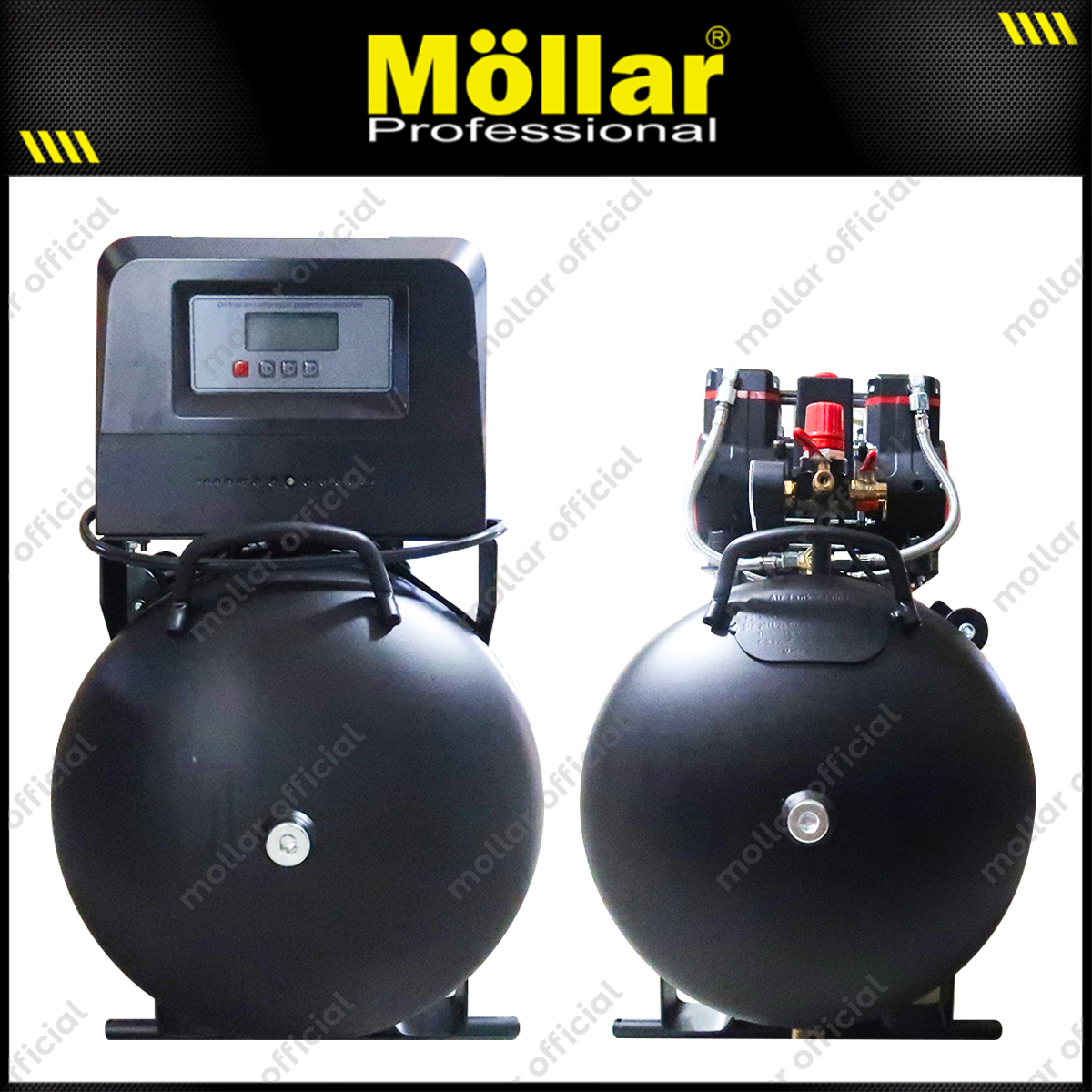 MOLLAR MLR-AC15100H3BP-R Mesin Kompresor Angin Oilless 3x1 HP 100 Liter Black Panther