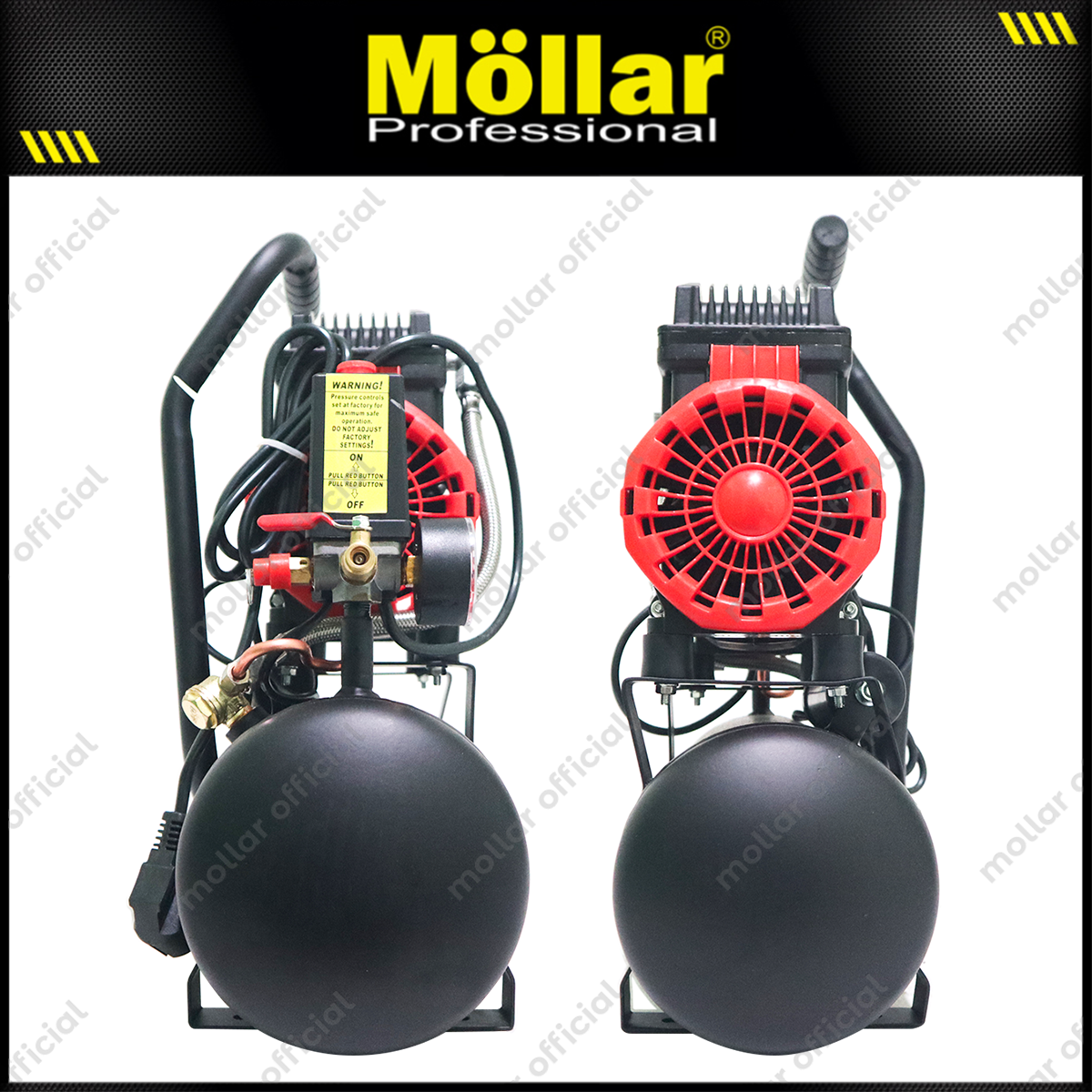 MOLLAR MLR-AC-1008BP Mesin Kompresor Angin Oilless 3/4 HP 8 Liter Black Panther