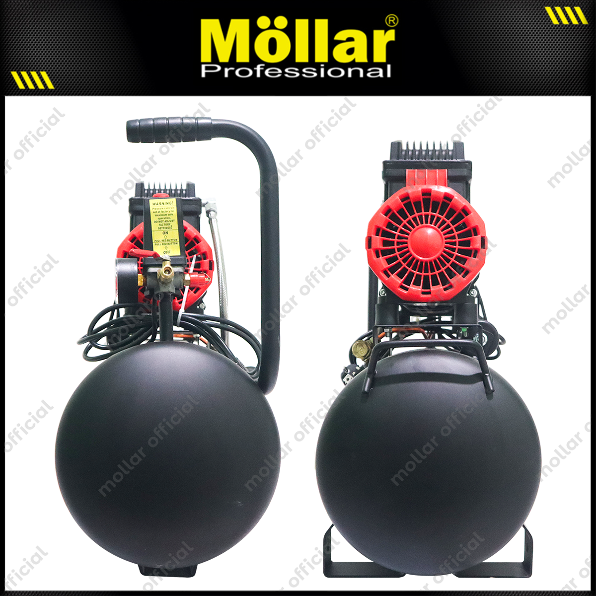 MOLLAR MLR-AC-1024BP Mesin Kompresor Angin Oilless 3/4 HP 24 Liter Black Panther