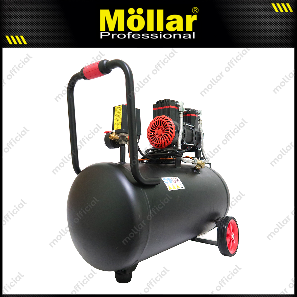 MOLLAR MLR-AC-1550BP Mesin Kompresor Angin Oilless 1 HP 50 Liter Black Panther