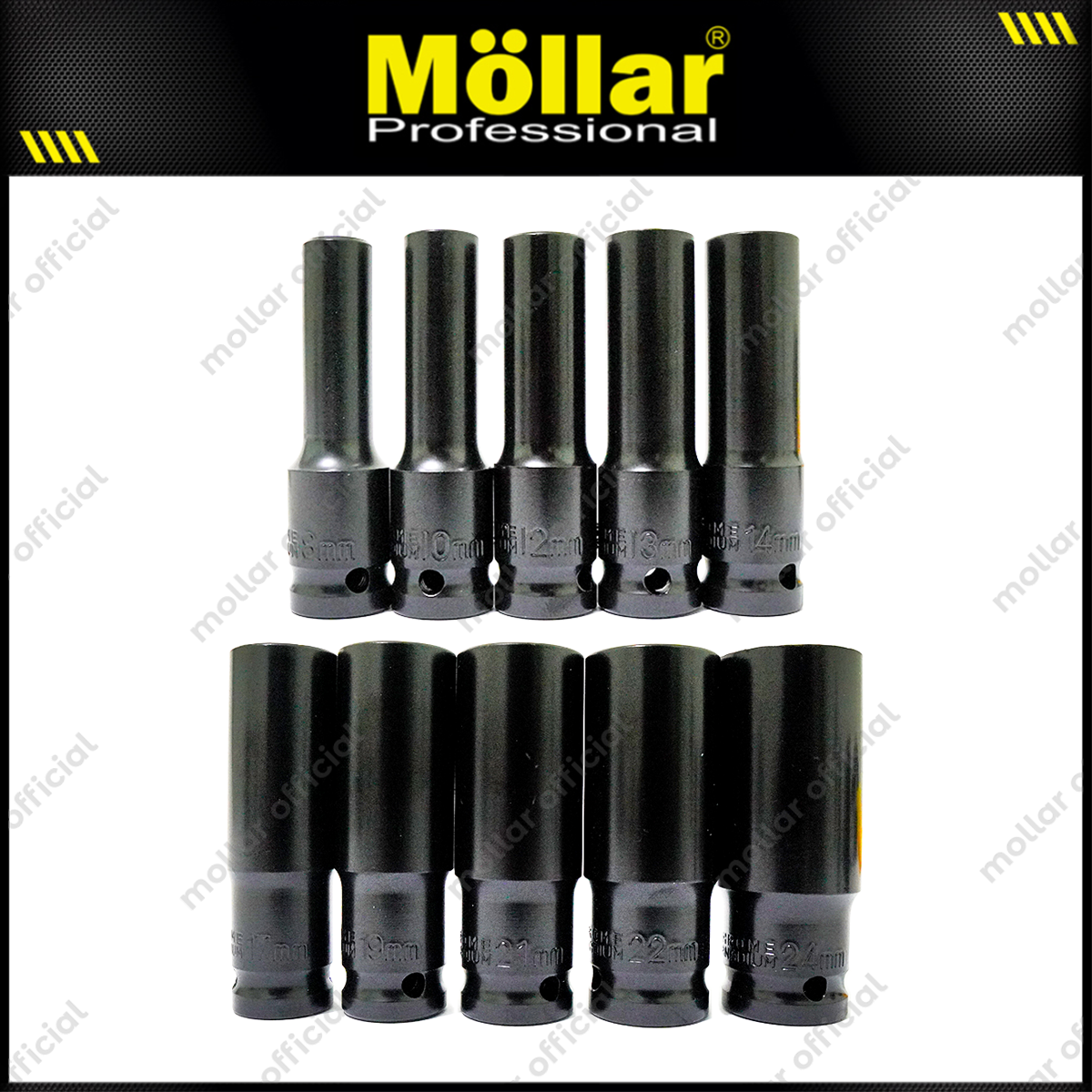 MOLLAR B13659 Mata Sok Panjang Deep Impact 1/2" Set 10 pcs 8-24 mm