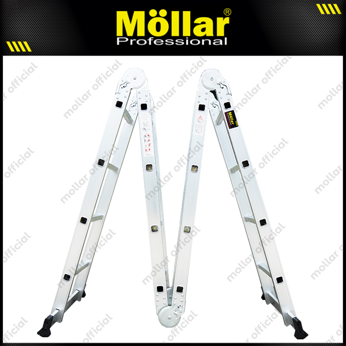 MOLLAR Tangga Lipat Almunium 4x4 4.6 meter 2 Roda