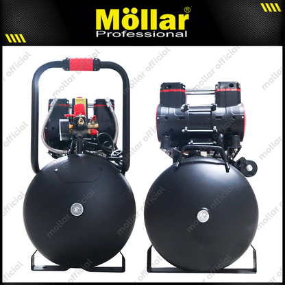 MOLLAR MLR-AC1550H2BP-R Mesin Kompresor Angin Oilless 2x1 HP 50 Liter Black Panther