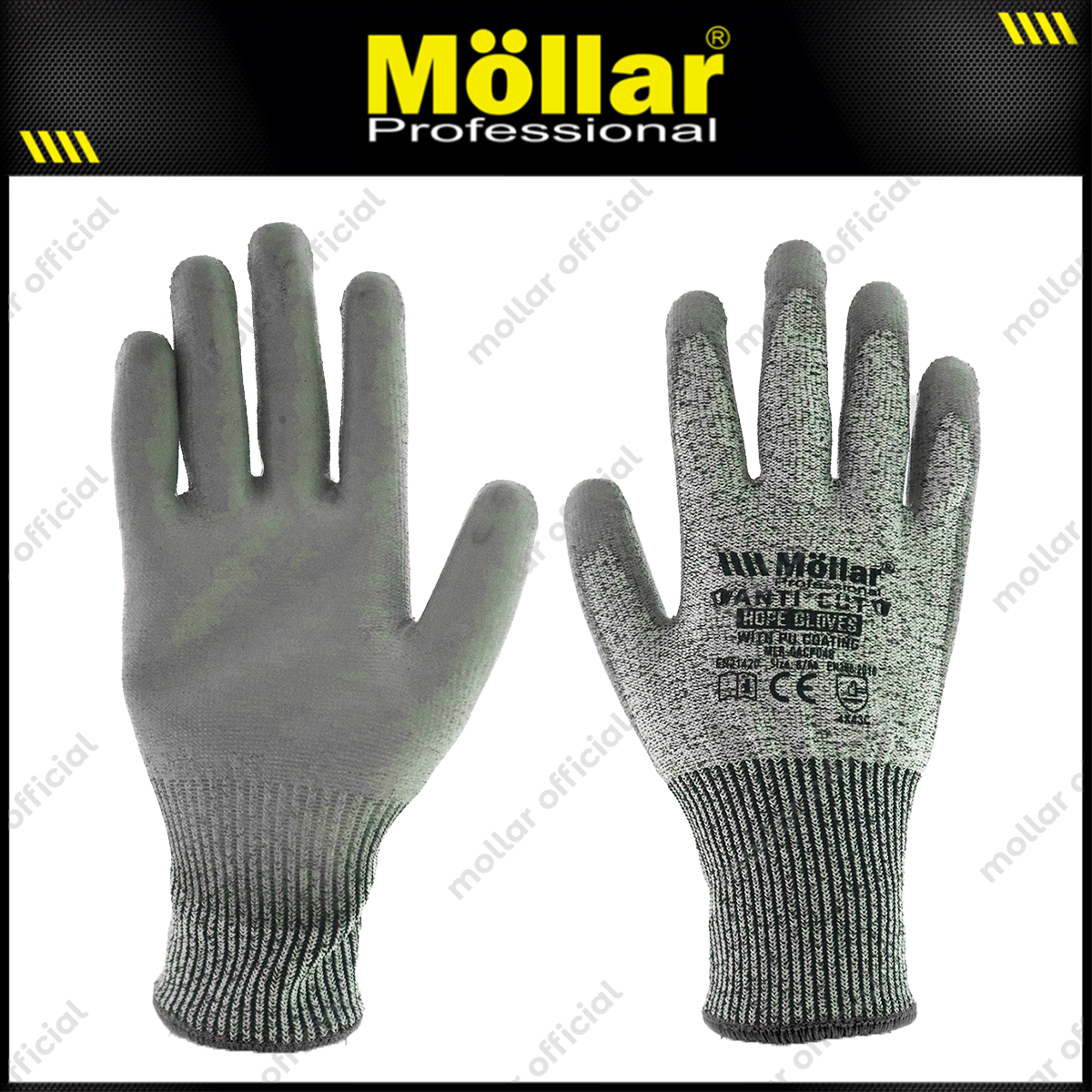 MOLLAR GACPU46 Sarung Tangan Safety Anti Potong HDPE-PU (10/XL)