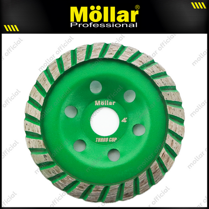 MOLLAR Diamond Cup Grinding Wheel Light Green Turbo 4"