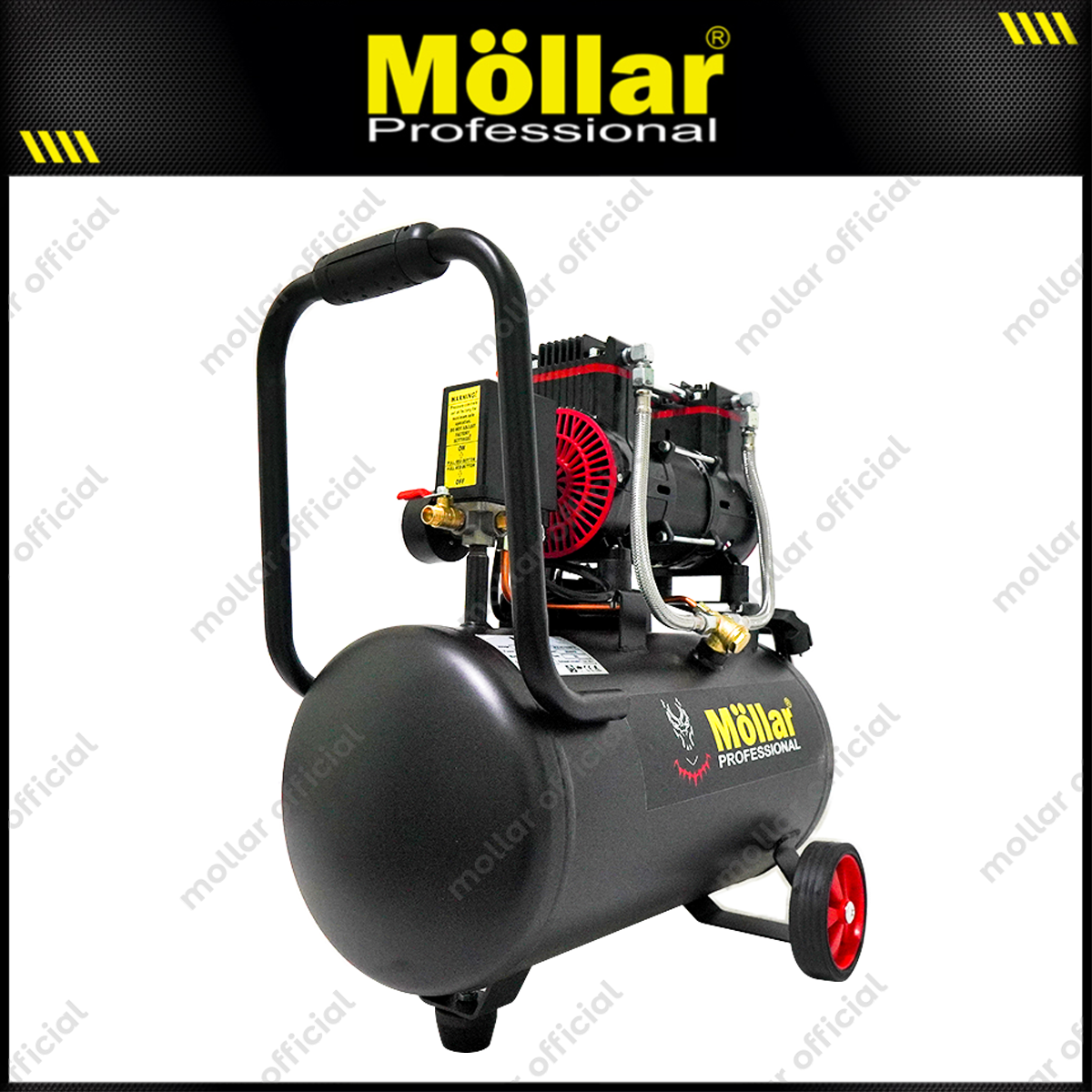 MOLLAR MLR-AC-1525BP Mesin Kompresor Angin Oilless 1 HP 25 Liter Black Panther